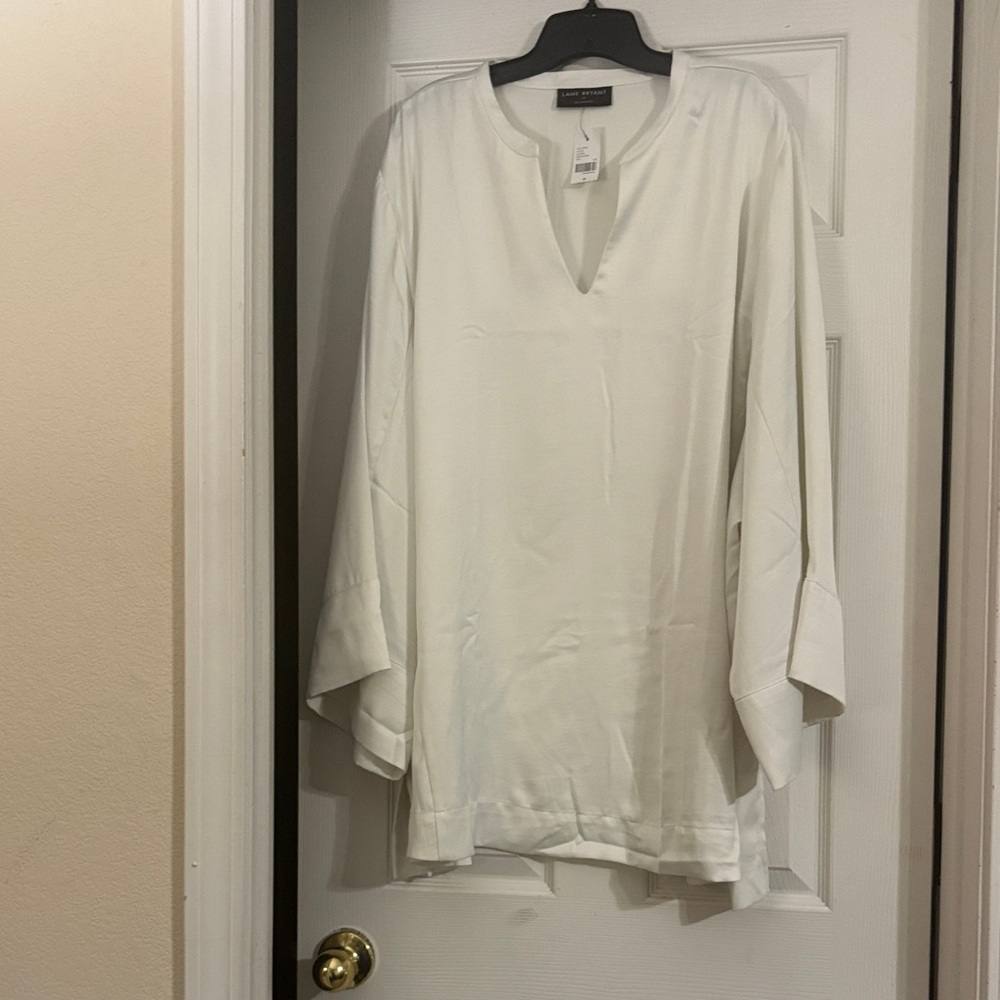 Lane Bryant Cream V-Neck Blouse